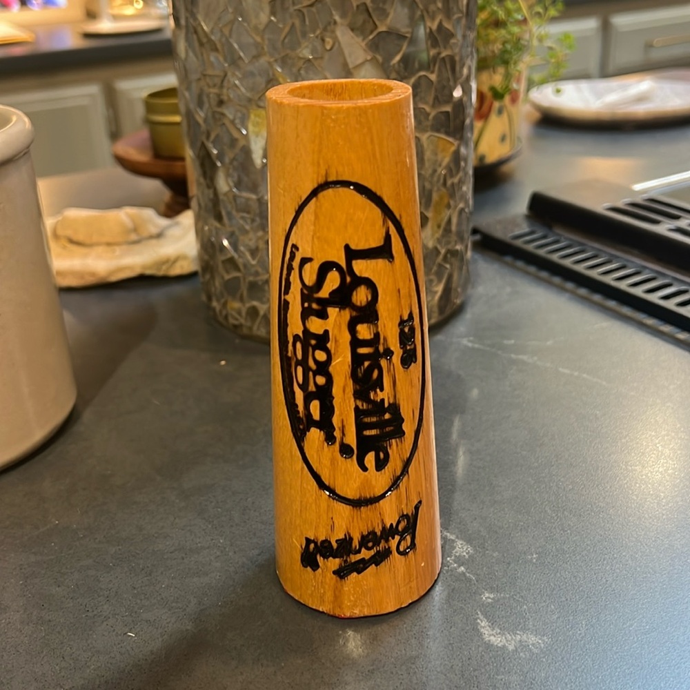 Vintage Louisville Slugger Wooden Pen Holder - carved from a real bat.